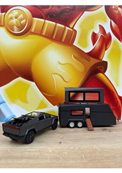 Tesla Cybertruck Diecast + Tesla Karavan Oyuncak Tesla Diecast Model Araba 3'lü Set Sesli Işıklı fiyatları
