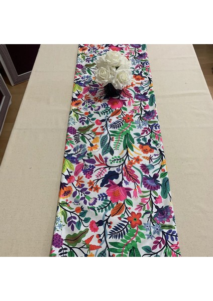 Çiçek Bahçesi Desenli Runner, Yüksek Kaliteli Dijital Baskılı Runner, Dayanıklı, Modern Tasarım 40X145 cm