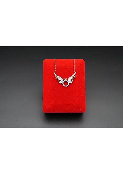 Rose Kaplama Kanatlı Tek Taş Kadın Kolye SK00056