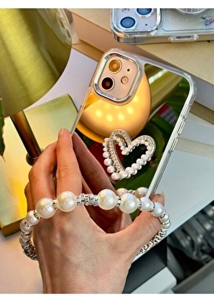 Iphone 12 ve 12 Pro Uyumlu Aynalı Charmlı Kalp Darbe Önleyici Kamera Korumalı Silikon Kılıf fiyatları