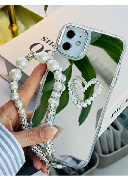 Iphone 12 ve 12 Pro Uyumlu Aynalı Charmlı Kalp Darbe Önleyici Kamera Korumalı Silikon Kılıf indirimleri