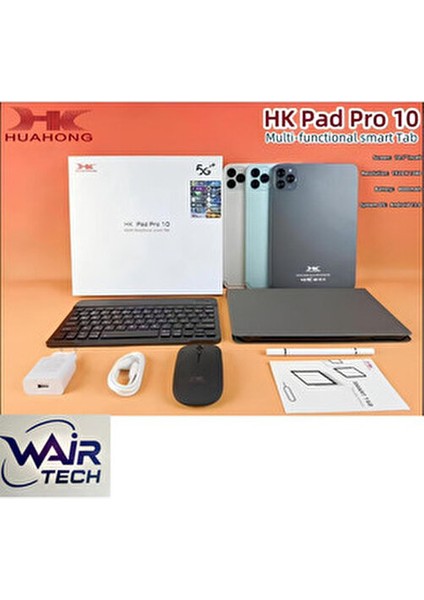 Hk Pad Pro 10 Tablet 10.1 Inç Ekran 4GB+32GB - 5g Android 15 8000MAH Klavyeli Set fiyatları