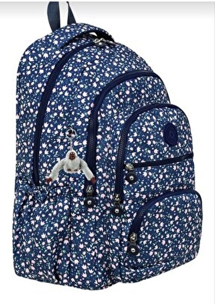 Lüx Krinkıl Kumaş Lise ve Ortaokul Sırt Çantası Maymun Anahtarlık Hediyeli