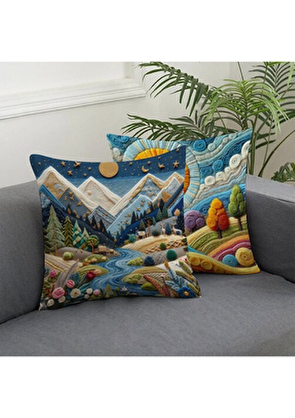 2 Li Kombin Punch Nakış Desen 3 Boyutlu Dijital Baskılı Kırlent Kılıfı fiyatları