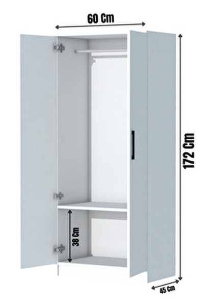 Noya 2 Kapaklı Gardrop Beyaz