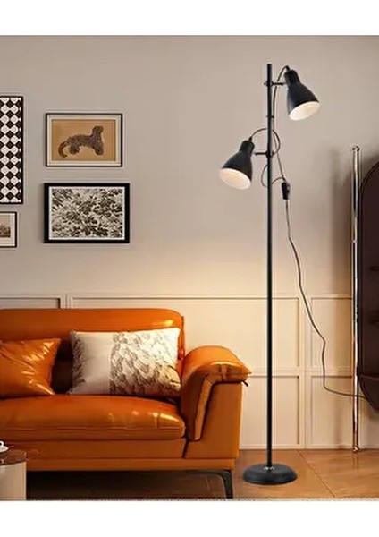 Zenith Metal Oynar Başlıklı Siyah 2'li Lambader