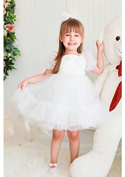 Kız Bebek Elbise Kız Çocuk Elbise Doğum Günü Parti Düğün Elbise Dantelli Kısa Kol Astarlı Elbise fiyatları