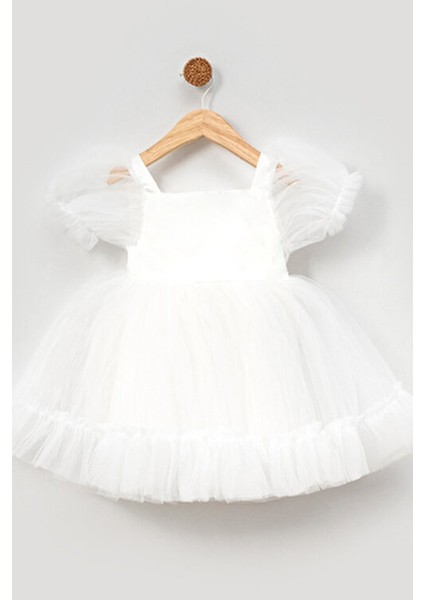 Kız Bebek Elbise Kız Çocuk Elbise Doğum Günü Parti Düğün Elbise Dantelli Kısa Kol Astarlı Elbise