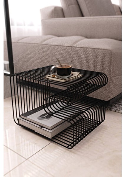 Siyah Tel Metal Tasarımlı Modern Paslanmaz Yan Sehpa, Dekoratif Metal Sehpa fırsatları