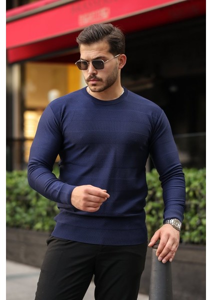 Erkek Bisiklet Yaka Uzun Kollu Triko