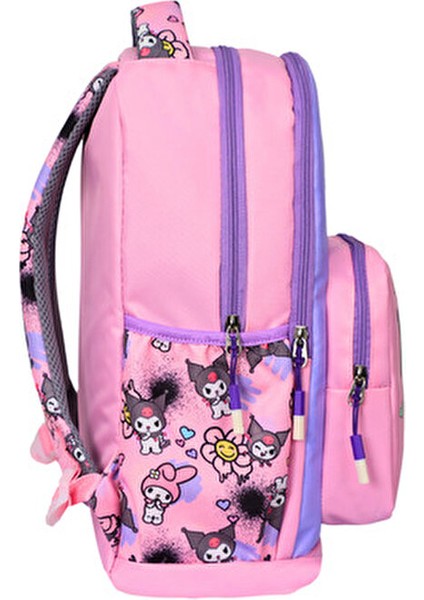 3’lü Ilkokul Kuromi Melody Baskılı Pembe, Kız Çocuk Beslenmeli ve Kalemlikli Okul Çantası fırsatları