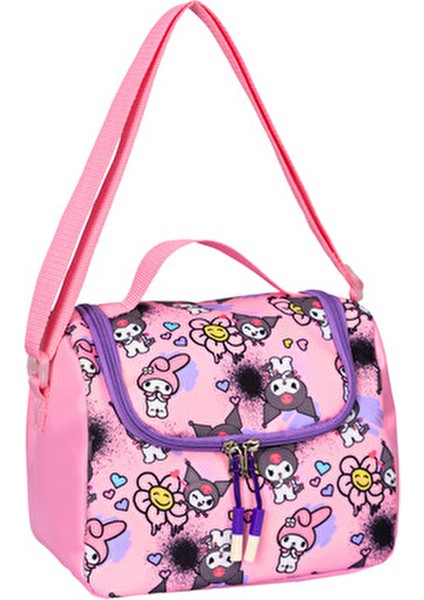 3’lü Ilkokul Kuromi Melody Baskılı Pembe, Kız Çocuk Beslenmeli ve Kalemlikli Okul Çantası