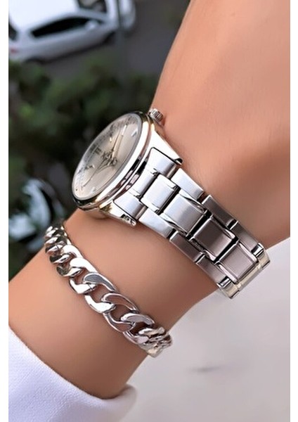 Orijinal Faturalı 2 Yıl Garantili 3ATM Su Geçirmez Gümüş Renk Kadın Kol Saati Bileklik Hediyeli indirimleri