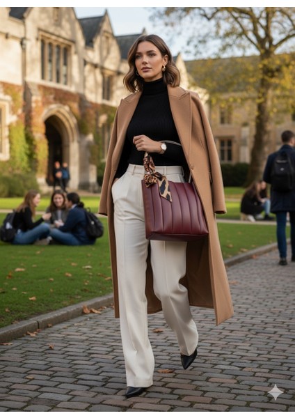 Şık Pliseli Bordo 2’li Çanta Seti – Katlanabilir Omuz Çantası ve Mini Çantası