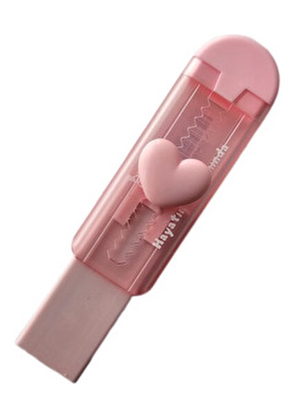 Kalp Şeklinde Xl Jumbo Sürgülü Silgi Pembe Kalpli Falçata Silgi Push Eraser (1 Adet)