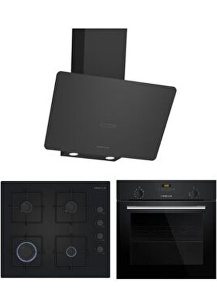 Siyah Cam Ankastre Set (FRMA234S - DVK6J469 - OE36K6P10D)