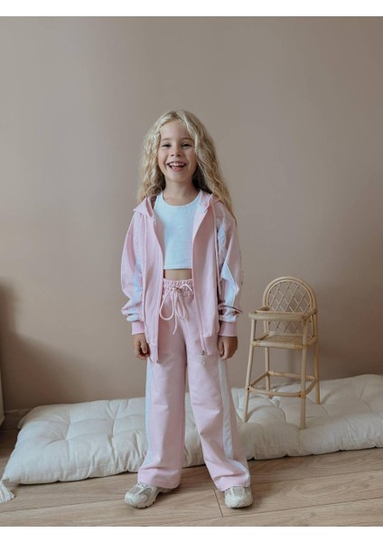 Kız Çocuk Şeritli Yelekli Kışlık Takım