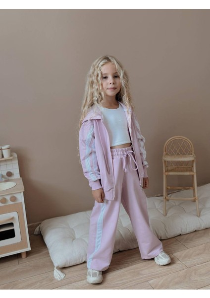 Kız Çocuk Şeritli Yelekli Kışlık Takım