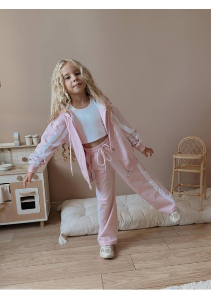 Kız Çocuk Şeritli Yelekli Kışlık Takım