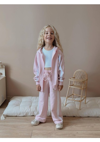 Kız Çocuk Şeritli Yelekli Kışlık Takım