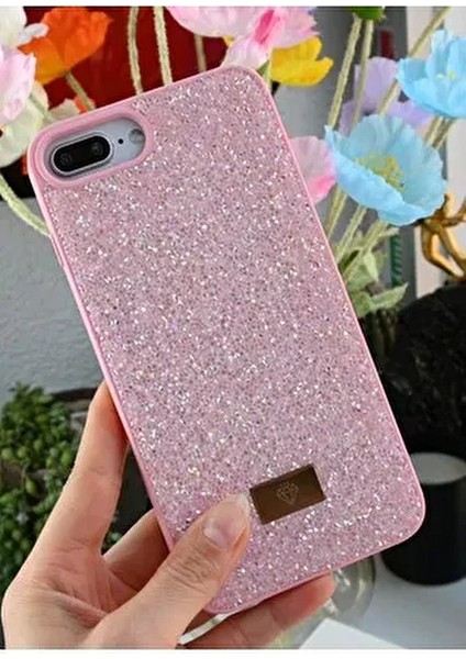 Iphone 6 Plus 7 Plus ve 8 Plus Uyumlu Elmas Tasarımlı Taşlı Işıltılı Parlak Pırlanta Silikon Kılıf
