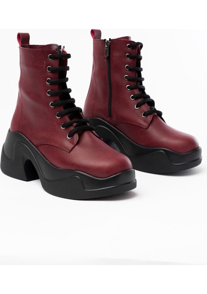 FZ-2550 Bordo Yüksek Tabanlı Bağcıklı Fermuarlı Günlük Kadın Bot fırsatları