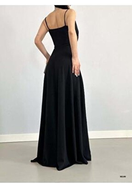 Kadın Askılı Kruvaze Yaka Uzun Yırtmaçlı Elbise, Özel Gün-Mezuniyet ve Gece Elbisesi fırsatları