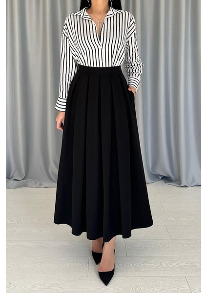 Camel Uzun Pileli Etek modelleri