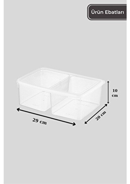 4 Adet 2 Bölmeli 4,5 Lt Dikdörtgen Kapaklı Buzdolabı ve Buzluk Düzenleyici