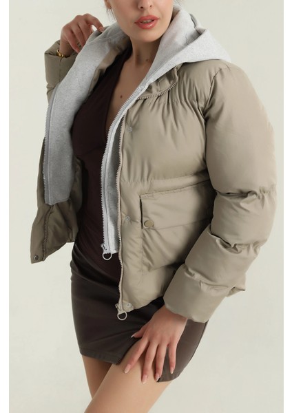 Taş Kapşonlu Şişme Kadın Mont fiyatları