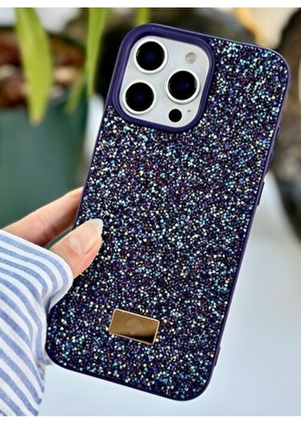 Iphone 14 Promax Uyumlu Elmas Tasarımlı Taşlı Işıltılı Parlak Pırlanta Silikon Kılıf