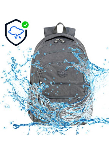 2'li Set Lüx Krinkıl Kumaş Lise ve Ortaokul Sırt Çantası + Kalemlik, Maymun Anahtarlık Hediyeli