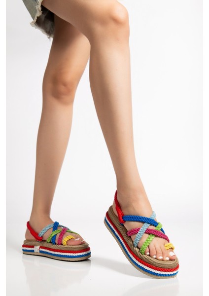 Bless Kadın Çok Renkli Günlük Rahat Taban Hasır Sandalet Terlik fiyatları