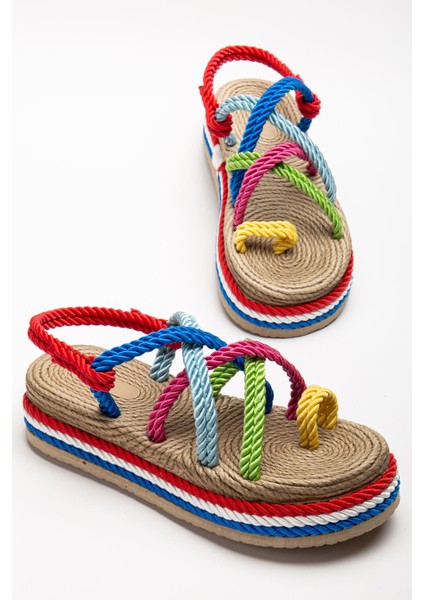 Bless Kadın Çok Renkli Günlük Rahat Taban Hasır Sandalet Terlik modelleri