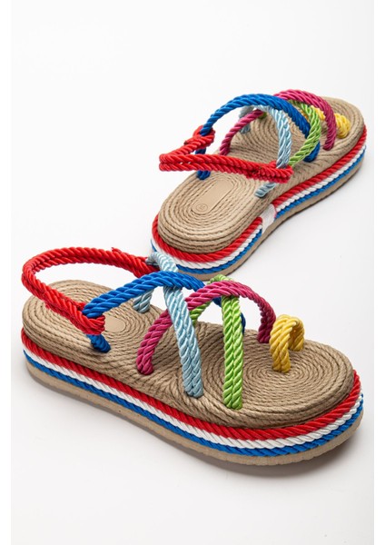 Bless Kadın Çok Renkli Günlük Rahat Taban Hasır Sandalet Terlik fırsatları