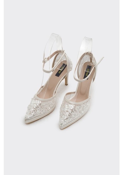 Kısa Topuk Boncuk Aksesuarlı Kadın Abiye Ayakkabı fiyatları