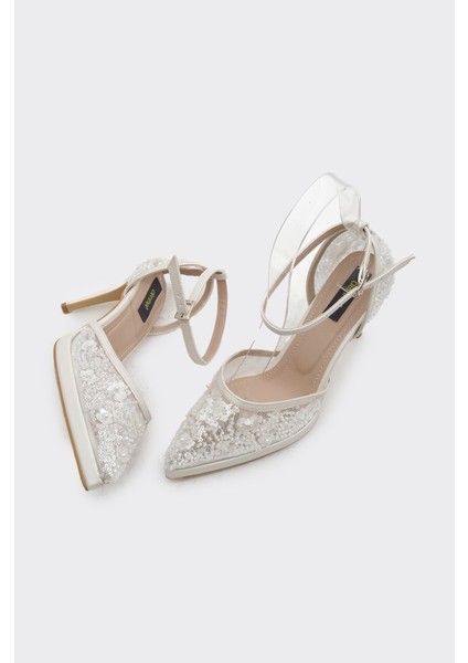Kısa Topuk Boncuk Aksesuarlı Kadın Abiye Ayakkabı fırsatları
