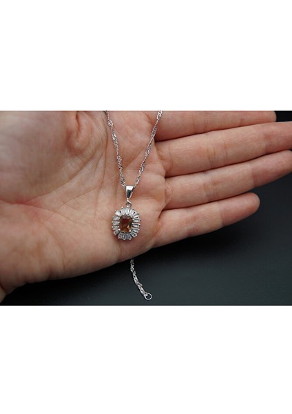 925 Ayar Gümüş Baget Zultanit Kadın Kolye SK00040 fiyatları