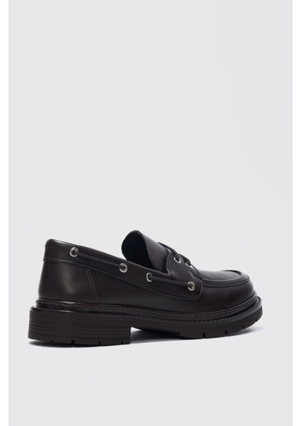Avalin Alçak Topuklu Bağcık Detaylı Kadın Loafer- Acı Kahve modelleri
