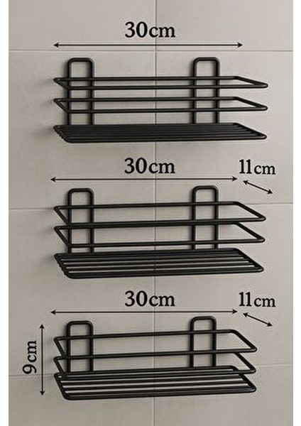 Delmeden Yapıştır – 3 Katlı Banyo Duvar Rafı, Şampuan & Duş Organizer, Siyah Ömür Boyu Paslanmaz fiyatları