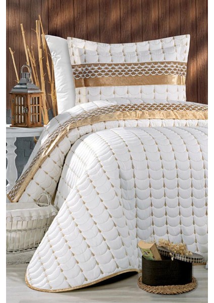 Colors Micro Tek Kişilik Yatak Örtüsü Krem Gold