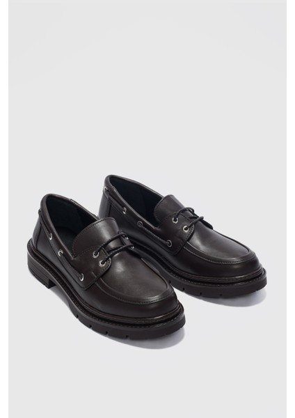 Avalin Alçak Topuklu Bağcık Detaylı Kadın Loafer- Acı Kahve fiyatları