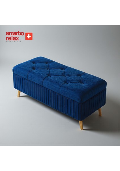 Swiss Style puf , Appenzell KapitoneSandıklı Puf, Babyface Kaplama, 110x40x45 cm, Ahşap Ayaklı ,Sandıklı Dekoratif Puf (Lacivert) fiyatları