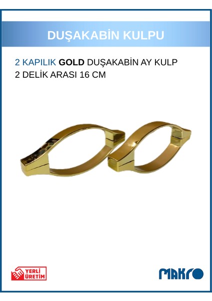 Duşakabin Cam Kapı Ay Kulp 4 Adet Duşakabin Kolu Gold