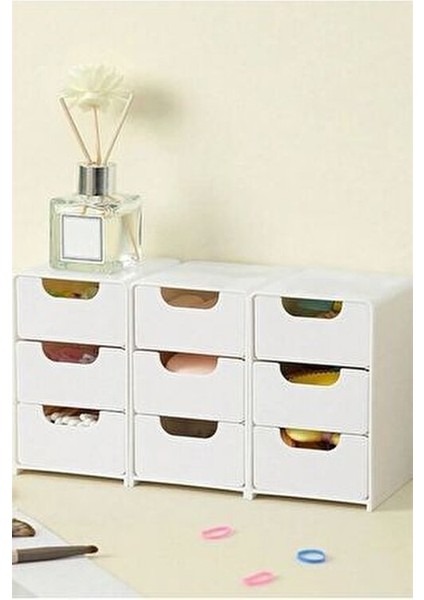 Tidy 1 Adet Mini Çekmece Organizer 3 Çekmeceli Çok Amaçlı Düzenleyici -Takı Hobi Aksesuar Organizeri indirimleri