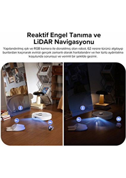 Ultra Akıllı Robot Süpürge Beyaz 1000 Pa Emiş Gücüyle Düz Zemin Temizliği İçin