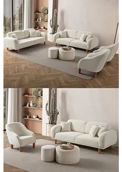 Regnum Koltuk Takımı 3+3+1+1 Krem Renk