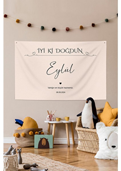 Kişiye Özel Kumaş Büyük Ebat Doğum Günü Happy Birthday Iyi Ki Doğdun Duvar Örtüsü Panosu Flaması indirimleri