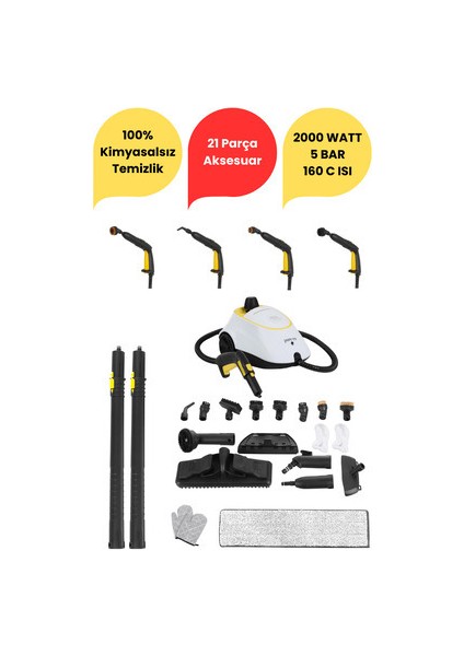 P501 5 Bar Yüksek Basınçlı Buharlı Temizleyici Beyaz