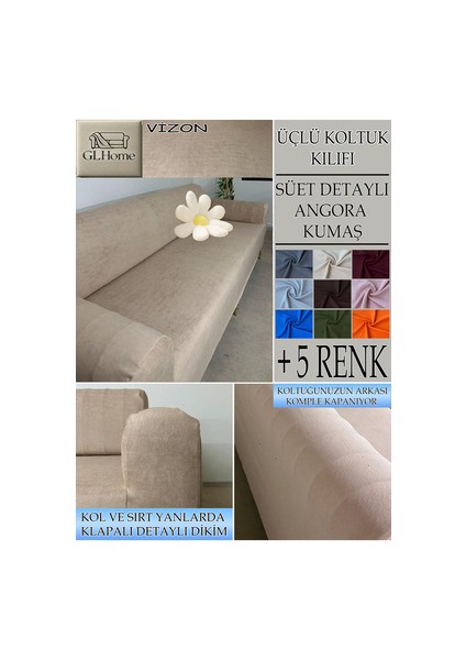 Süet Şönil Kumaş 3lü Komple Giydirme Kanepe & Çekyat, Bohem, Porto, Vb. Model Koltuk Kilifi
